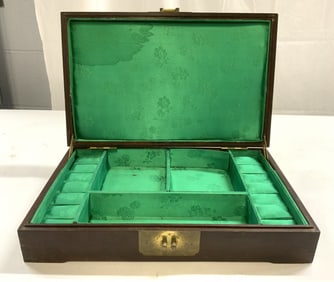Vintage Asian Wooden Jewelry Box w Lid