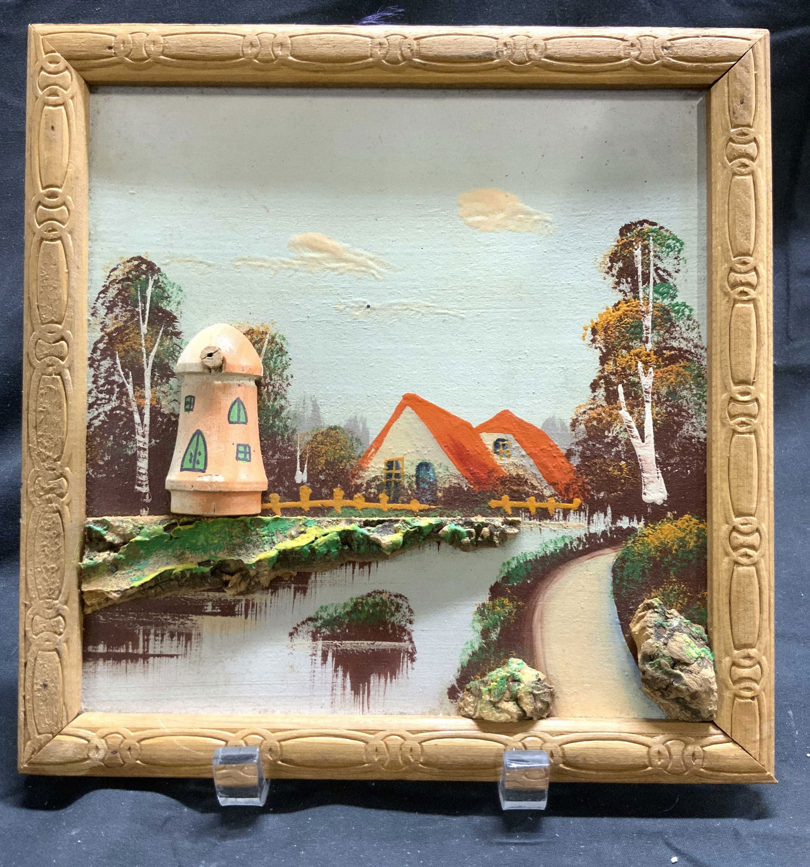 Framed Acrylic Landscape Painted W Beveled Areas (1 of 6)