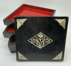 Vintage Multi Tier Asian Lacquered Box