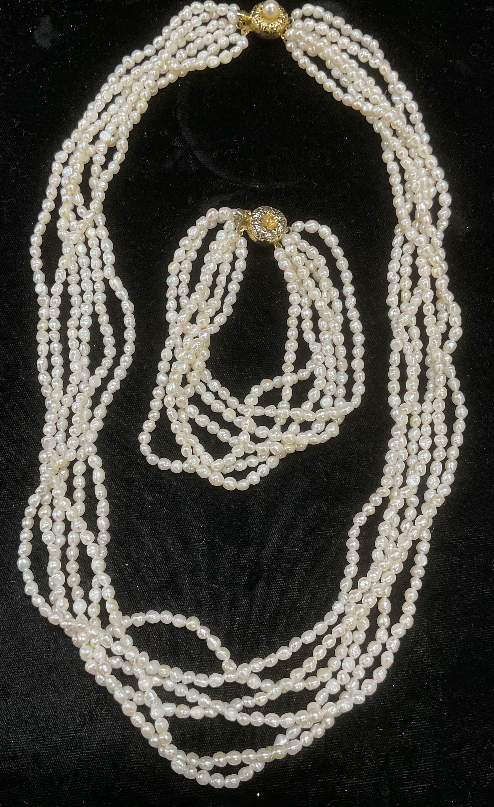2 Seed Pearl Necklace & Bracelet Set, Silver Clasp (1 of 9)
