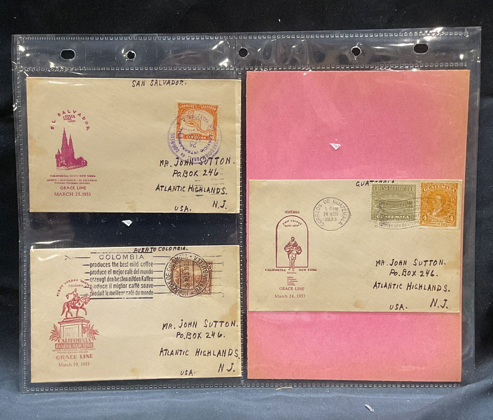 1933 Grace Line Commemorative Covers, S. America (1 of 7)