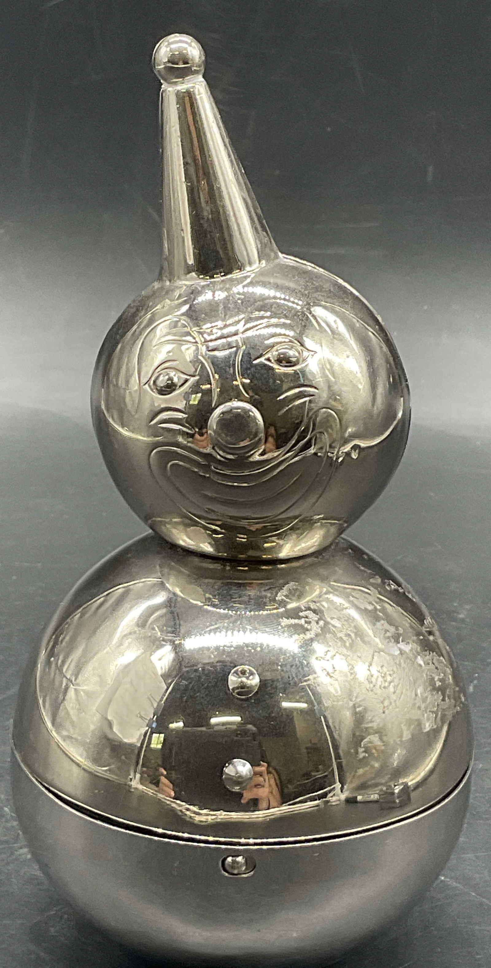 RAIMOND Silver Plated Roly Poly Clown Bank (1 of 8)