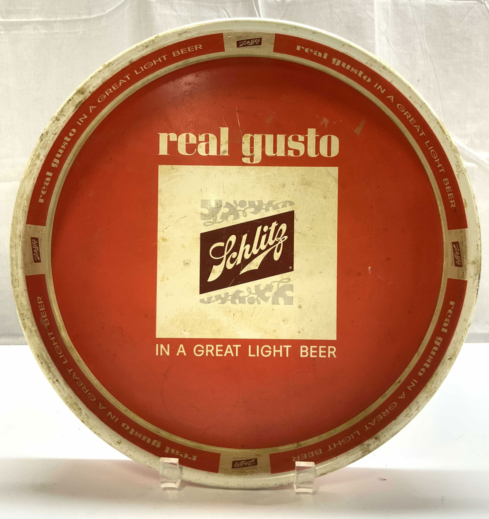 SCHLITZ Vintage Circular Metal Serving Tray (1 of 6)