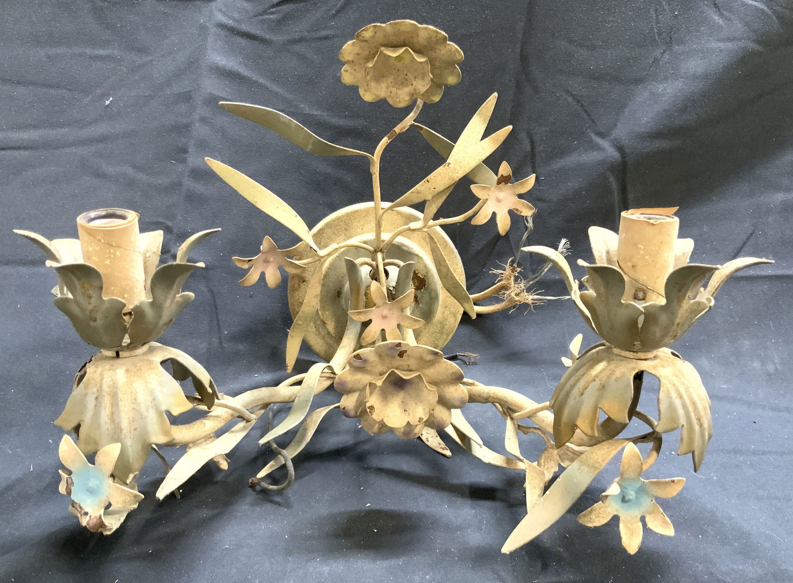 Two Arm Vintage Metal Wall Sconce ITALY (1 of 8)