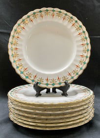 Set 8 Gilt White Porcelain Plates