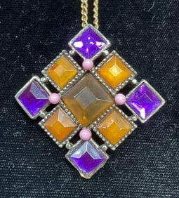 Gold Tone Crystal Pendant Necklace