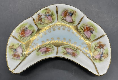Vntg Trademarked Porcelain Crescent Trinket Dish