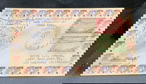 1937 First Flight Cover San Francisco to Hong Kong