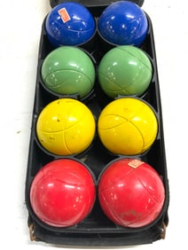Set 8 Vntg Heavy Metal Bocce Balls W Case