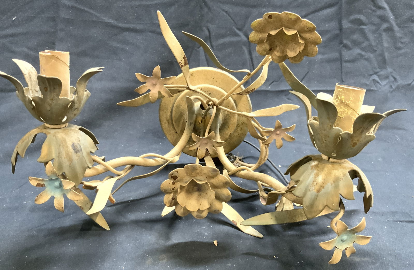 Two Arm Vintage Metal Wall Sconce ITALY (1 of 8)