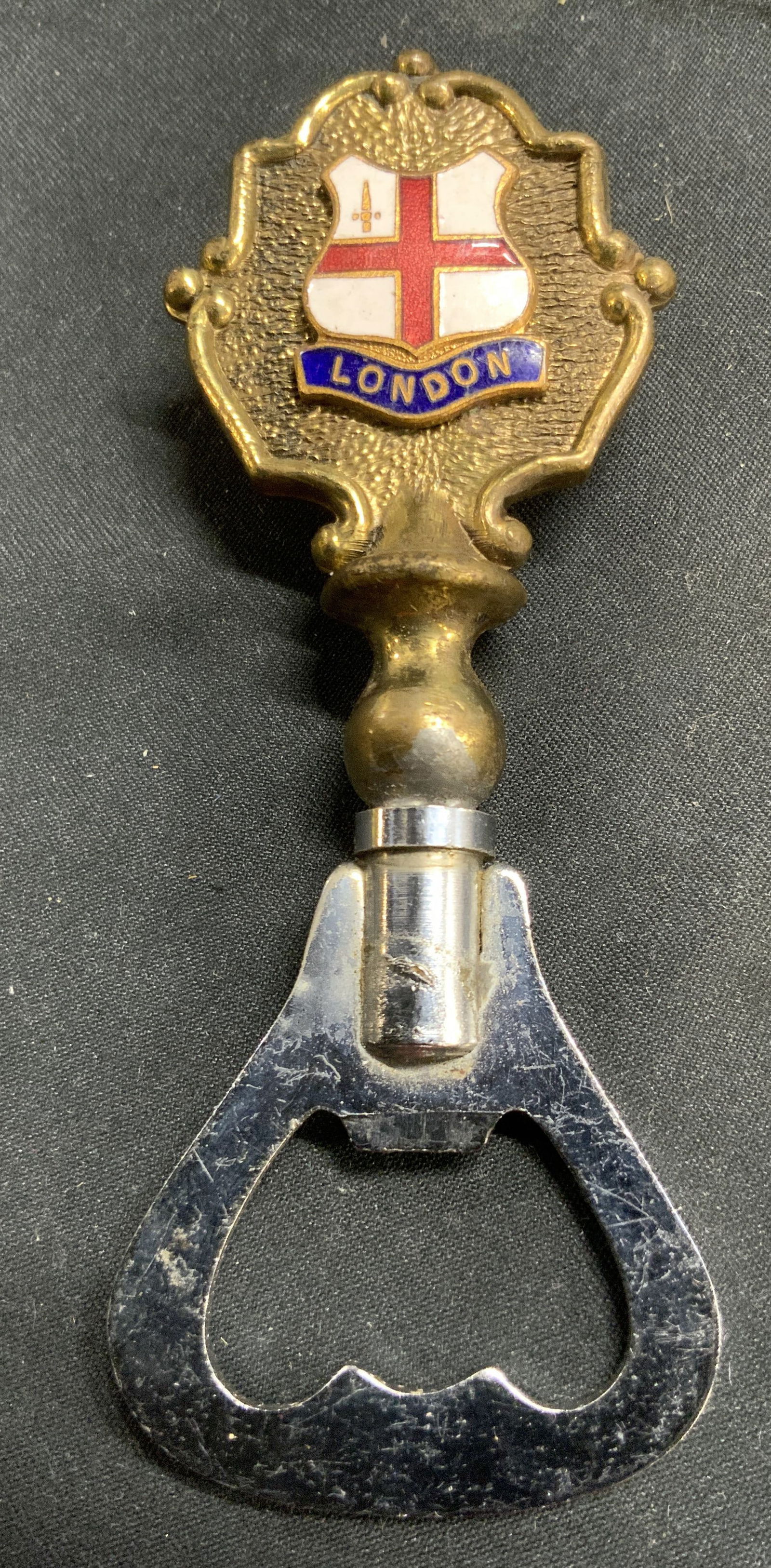 Vntg LONDON Brass & Enamel Bottle Opener (1 of 6)