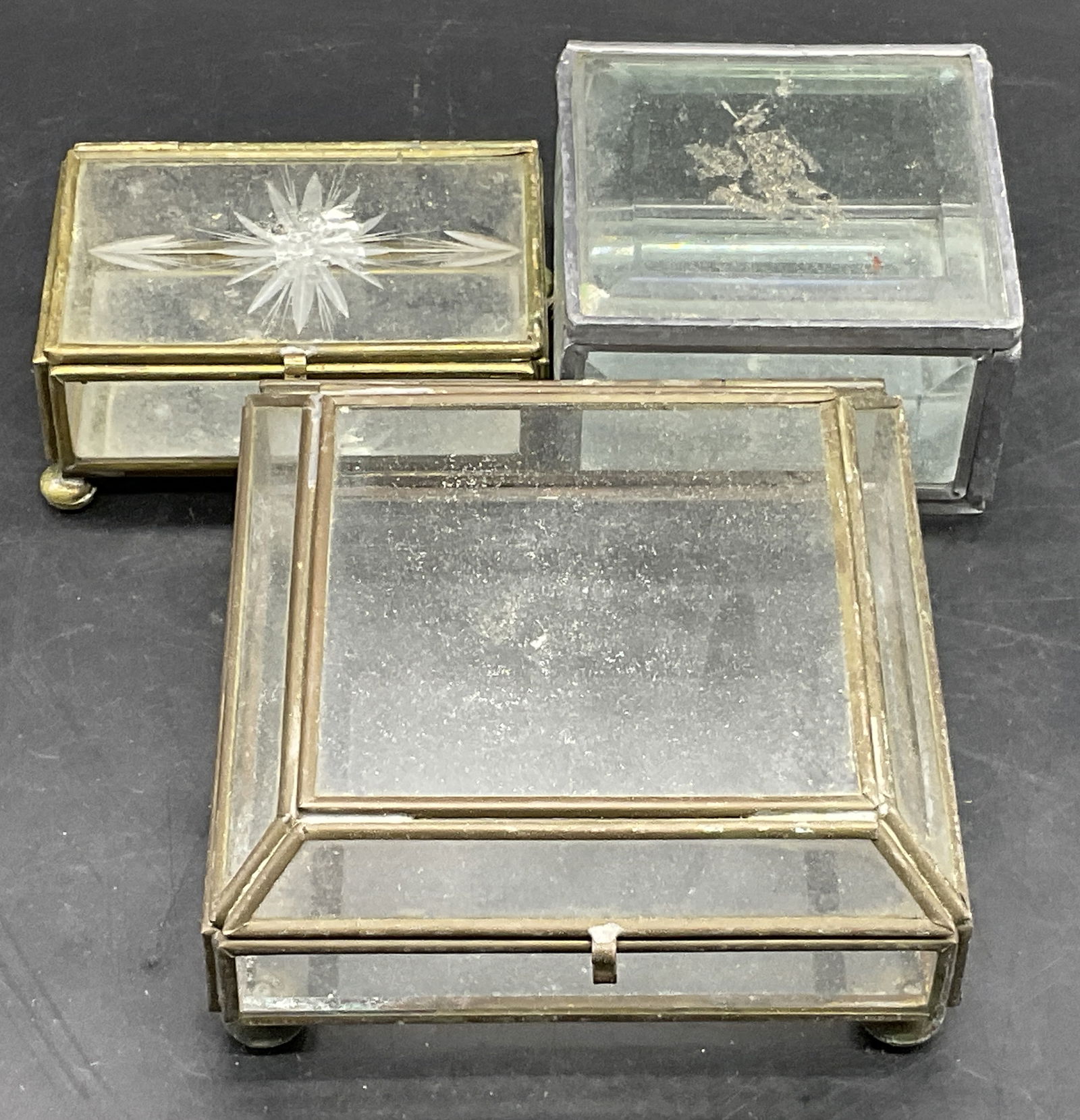 Lot 3 Glass & Metal Display Boxes / Trinket Boxes (1 of 8)