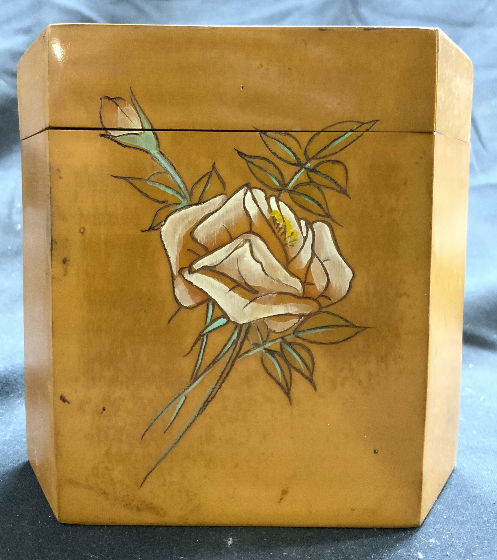 Vintage Asian Wooden Tea Box W Lid (1 of 9)