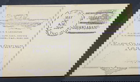 USS Lexington East Coast Cruise Ship1934 Envelope