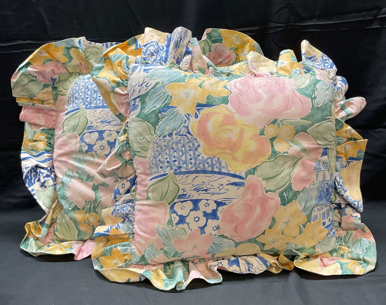 Pair Floral Ruffle Pillows (1 of 7)