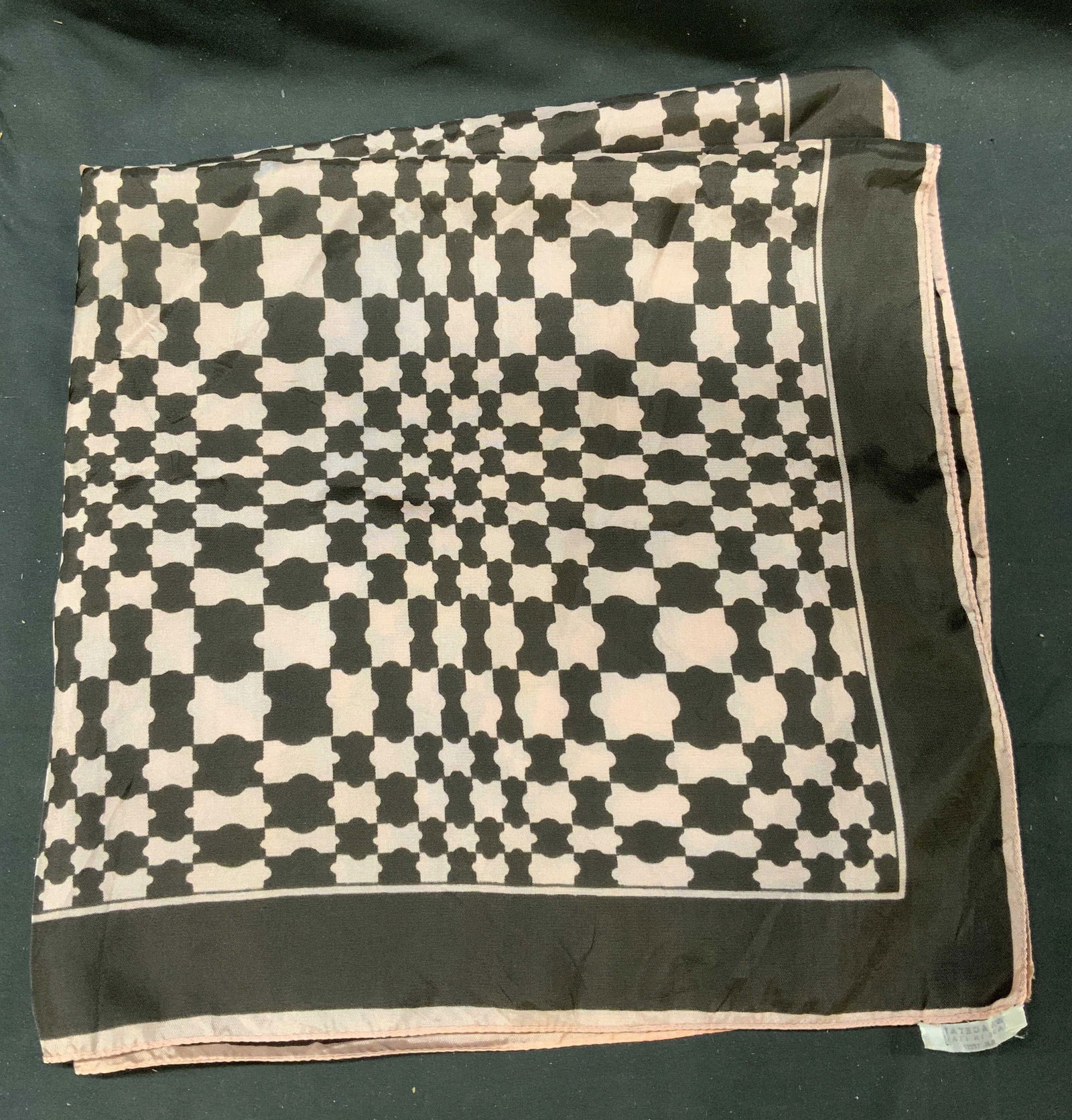 Brown & Pink Checkered Patterned Scarf Italy (1 of 6)