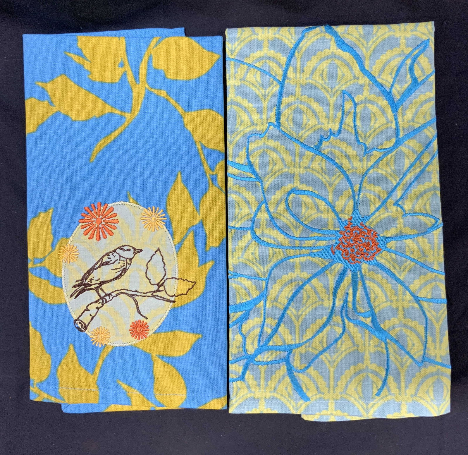 Lot 2 Multi-Color Floral Tea Towels Cotton India+ (1 of 8)