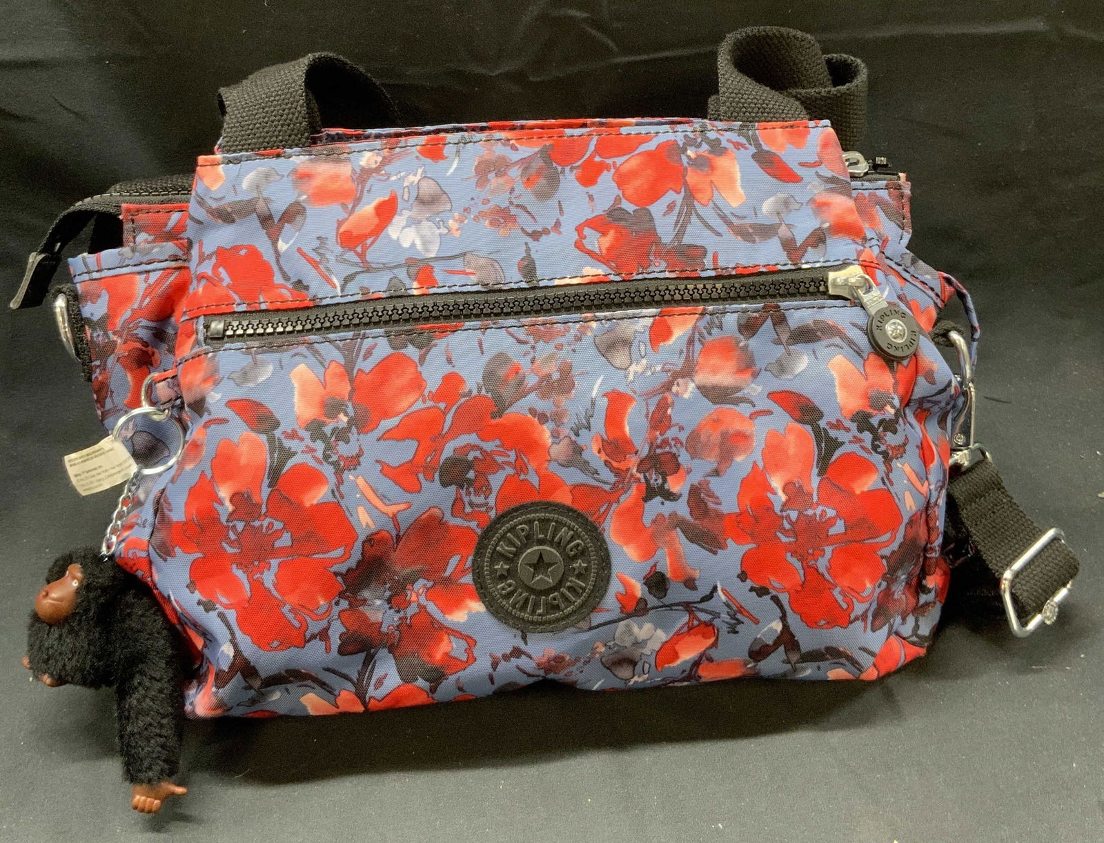 Kipling Blue & Red Floral Handbag (1 of 9)