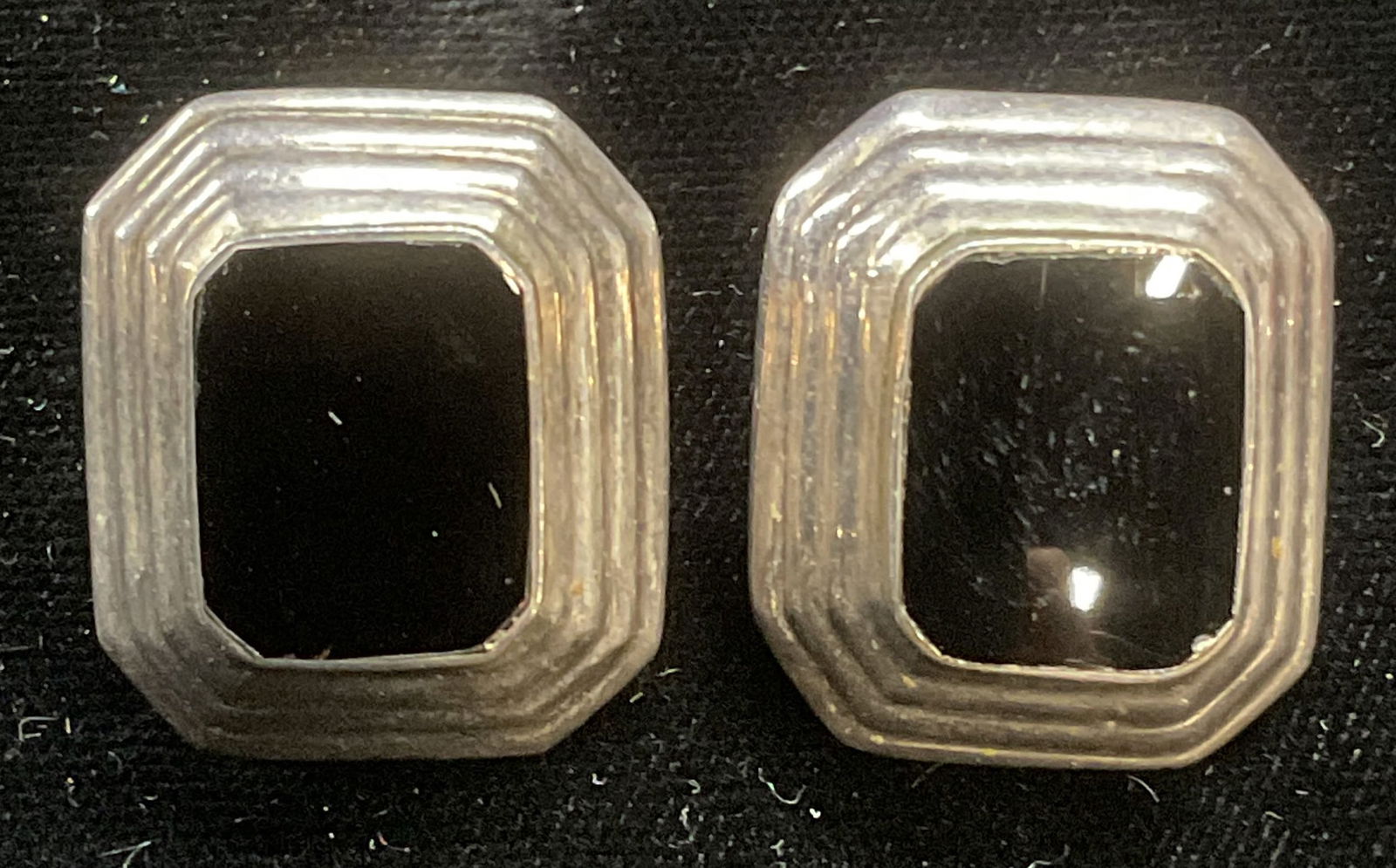 Vintage Sterling Silver Onyx Stud Earrings (1 of 6)