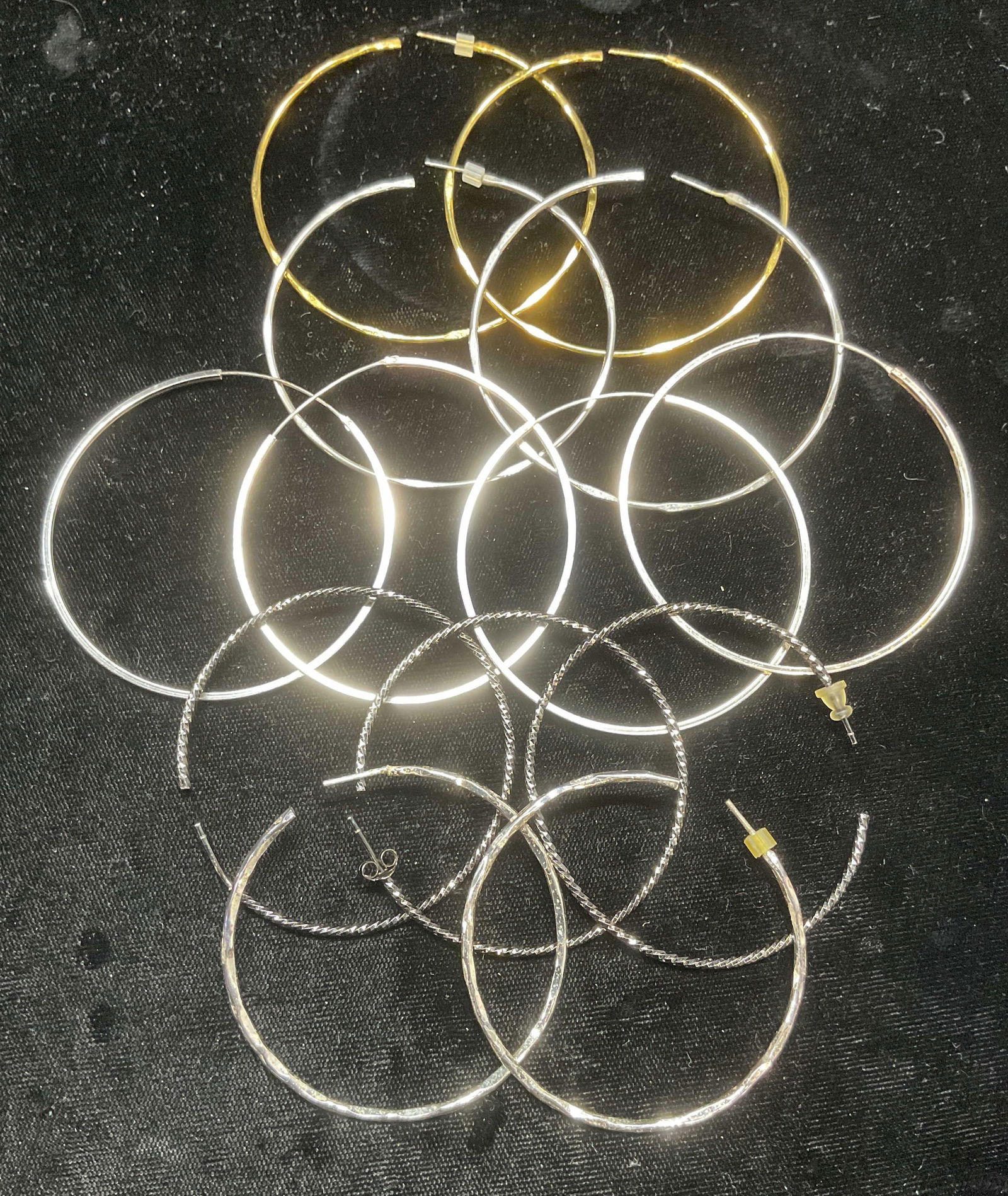 Group Lot Silver & Gold Tone Hoop Earrings (1 of 6)