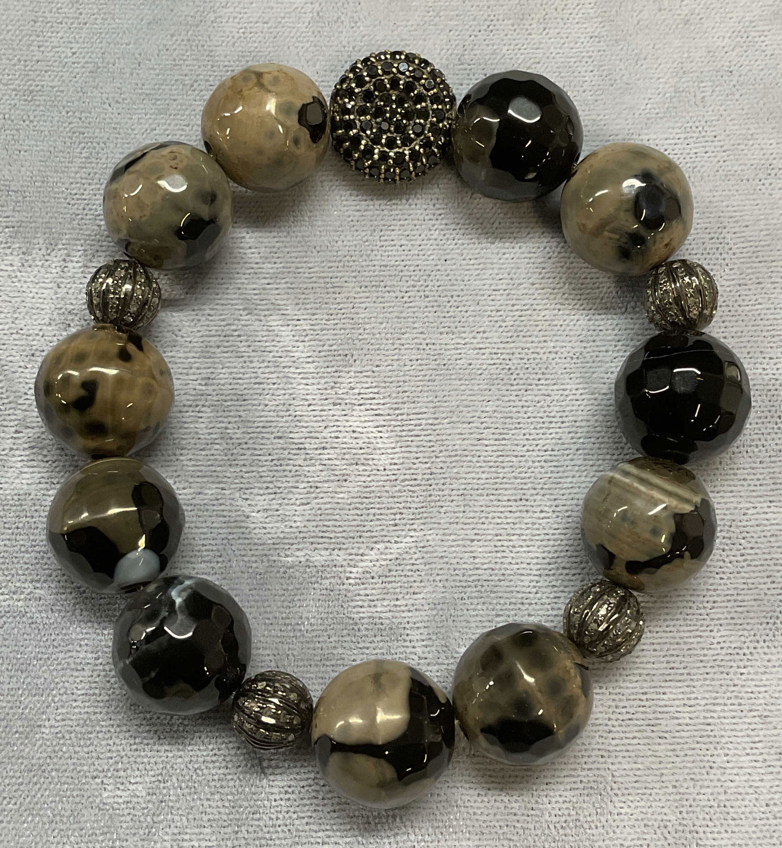 Black Agate Semiprecious Beaded Bracelet (1 of 6)