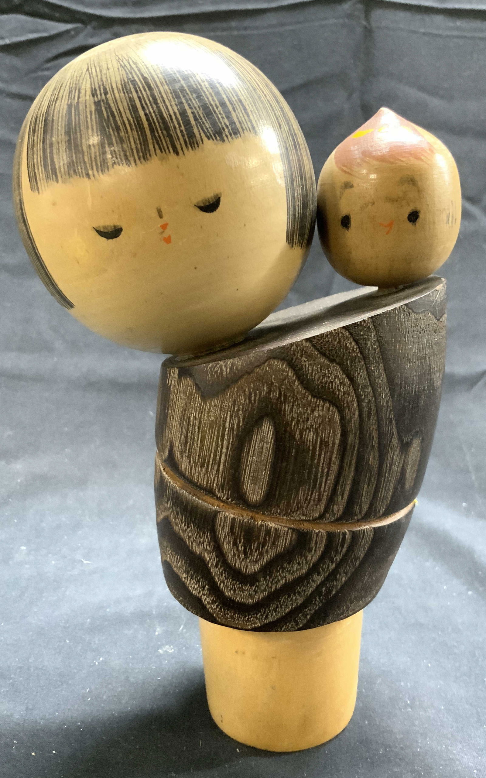 Sgnd Vntg Wood Asian Kokeshi Doll Mother & Child (1 of 6)