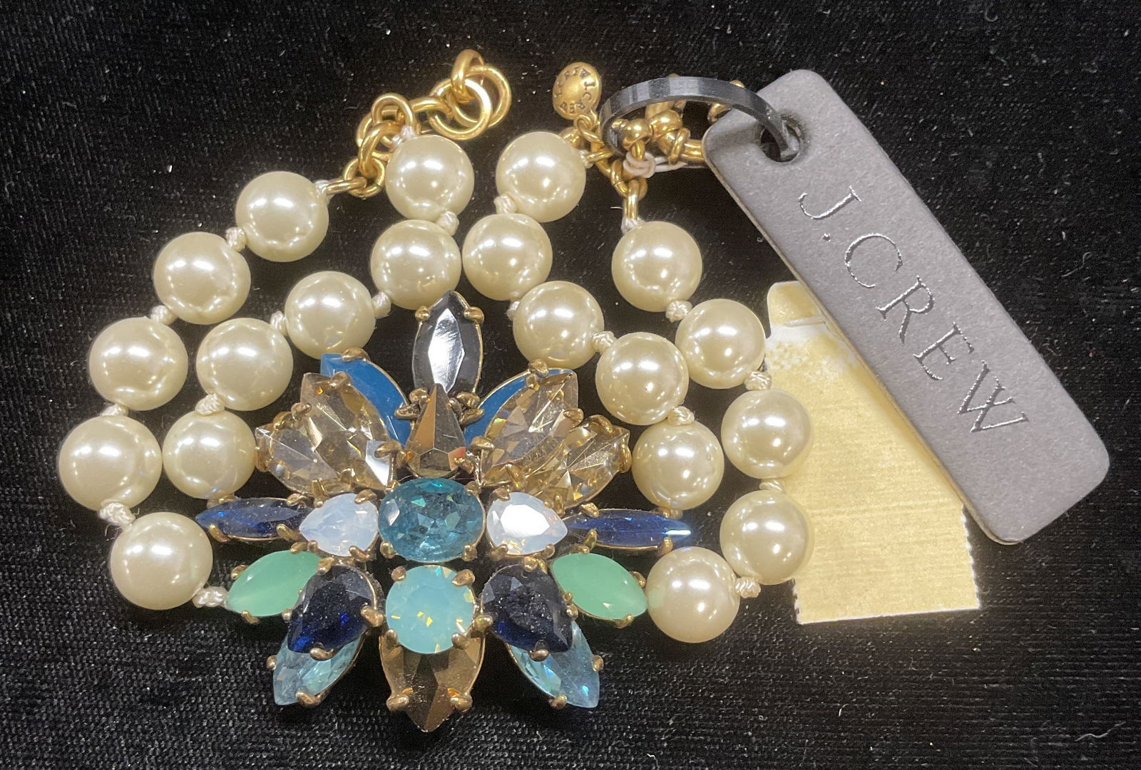 J Crew Faux Pearl Crystal Bracelet NWT (1 of 6)