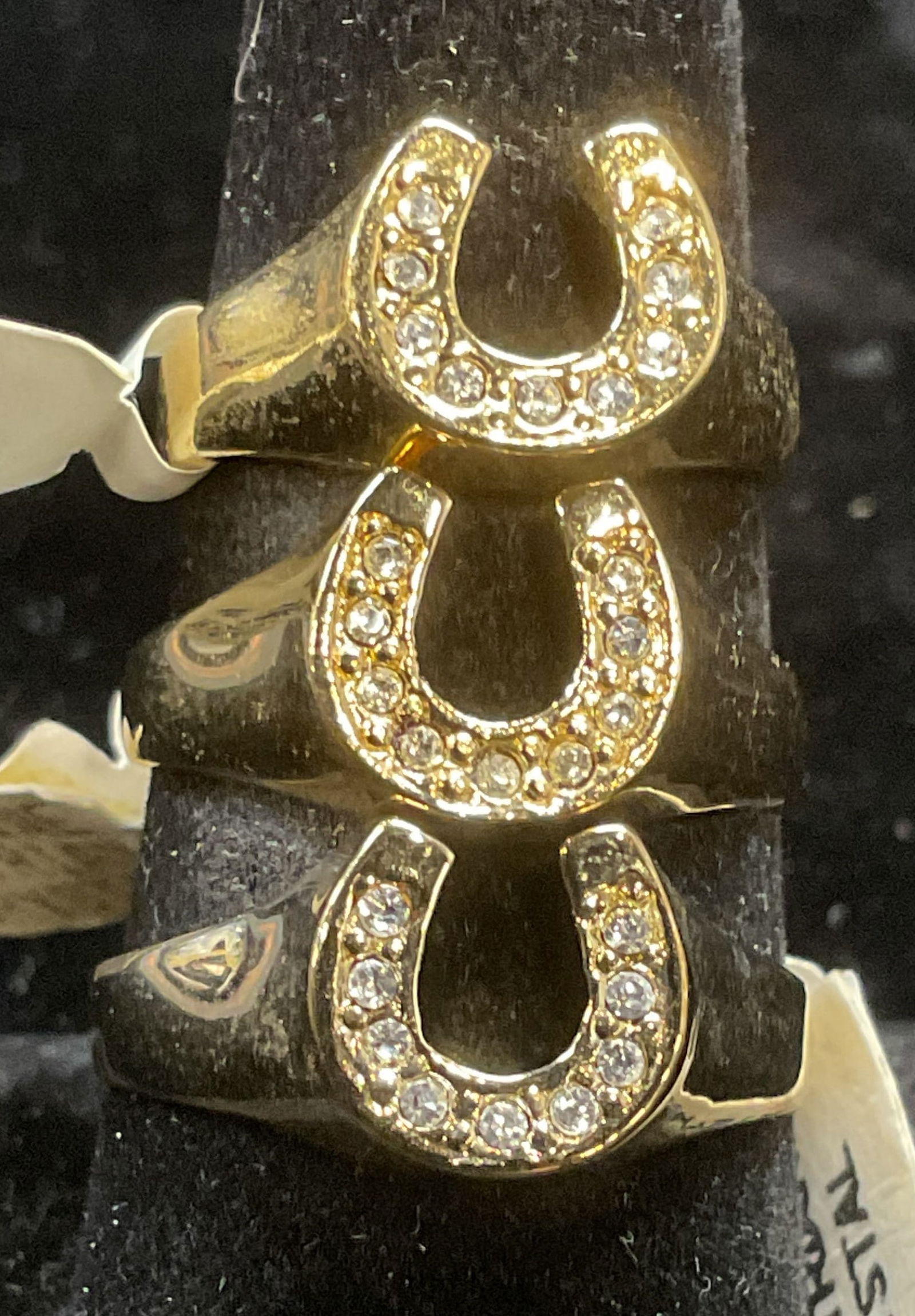 Set 3 Gold Tone Crystal Horseshoe Rings NWT (1 of 6)