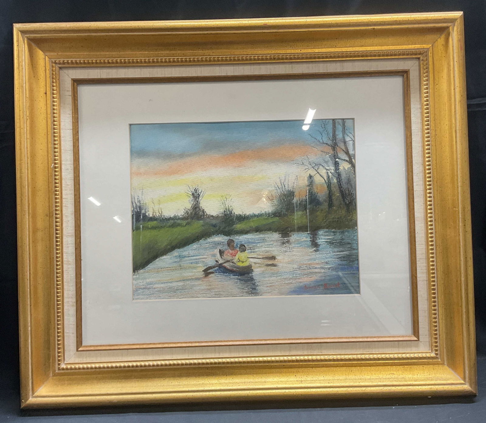 Framed Doris Borst Rowboat Watercolor Painting (1 of 7)