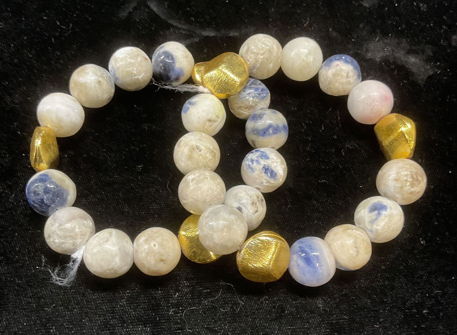Pair Gold Tone Semiprecious Stone Bracelets (1 of 6)