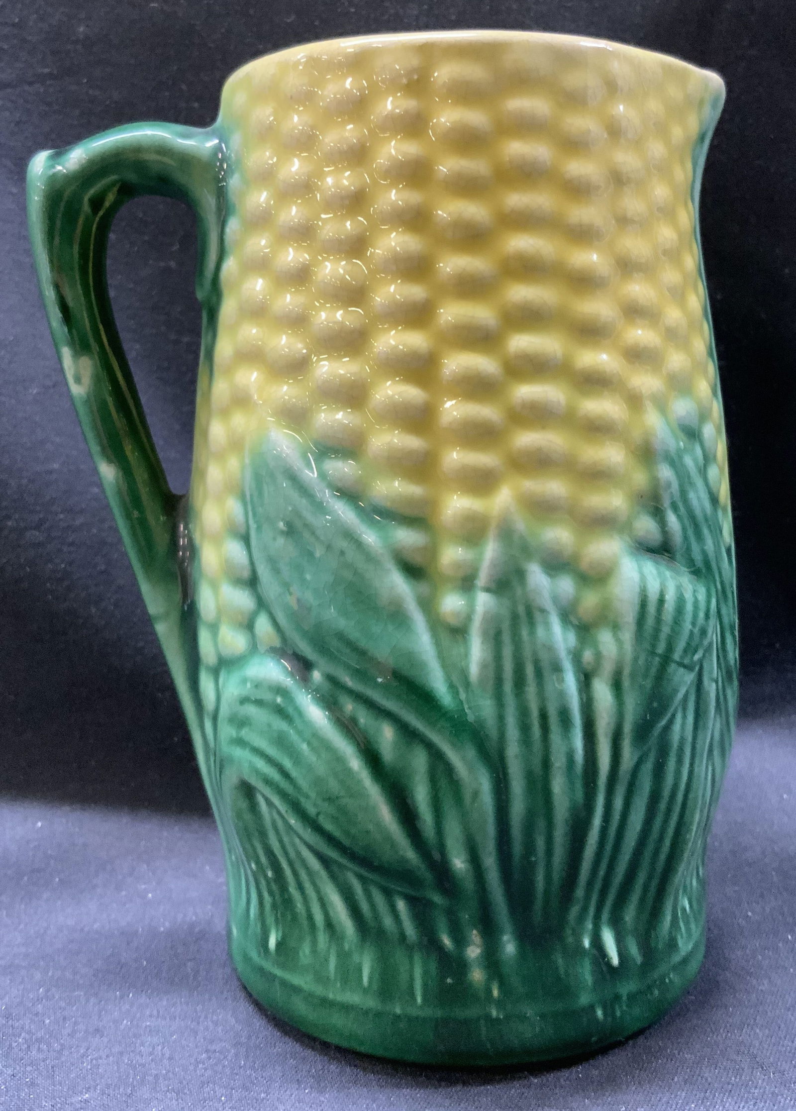 Antique Majolica Pottery Corn Pitcher (1 of 7)