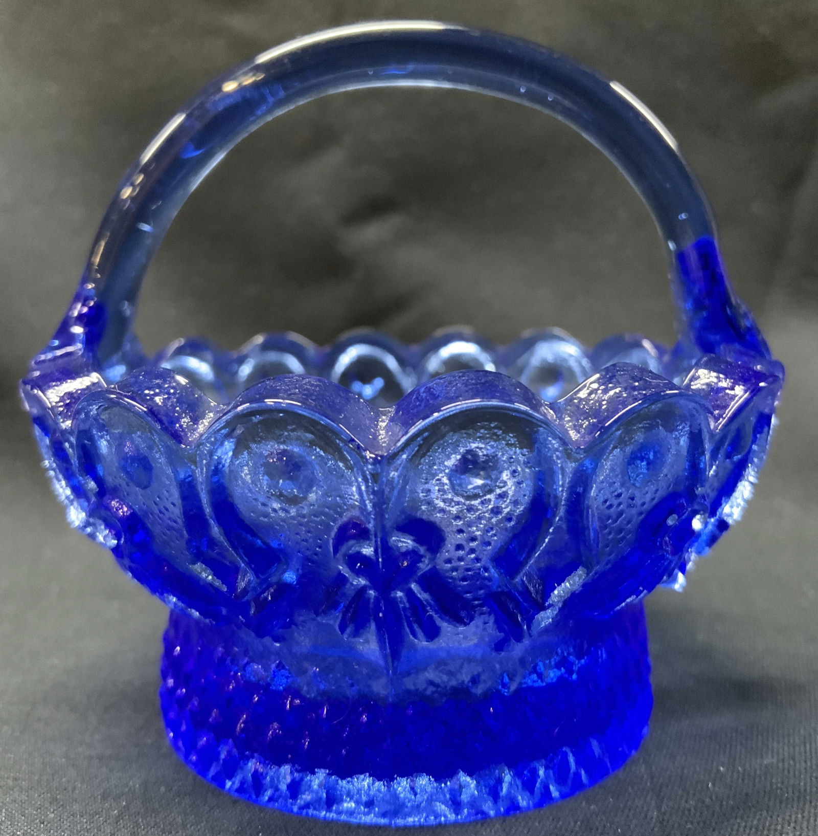 Vintage Cobalt Blue Glass Basket (1 of 6)