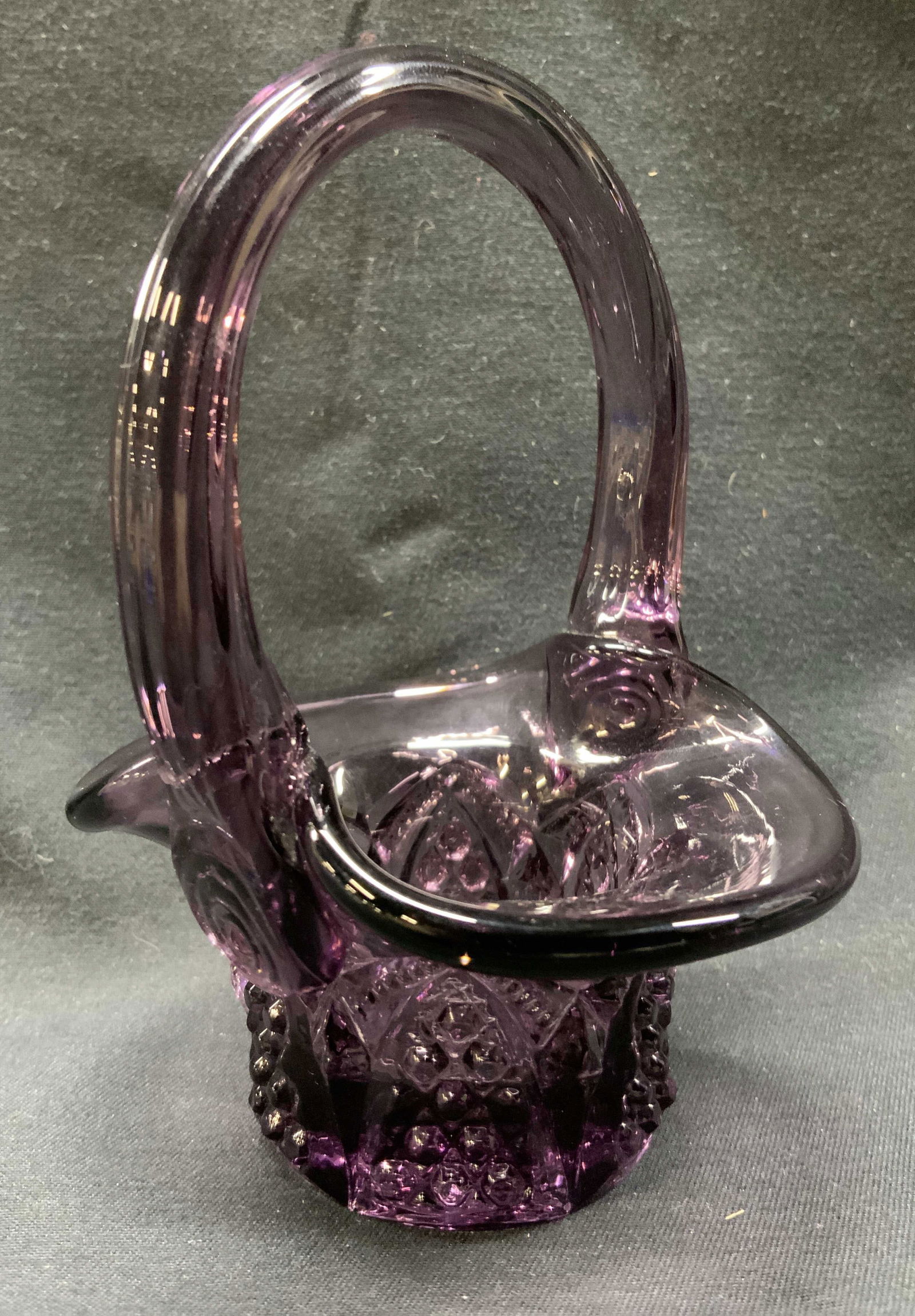 Vintage Amethyst Purple Glass Basket Trinket Dish (1 of 7)