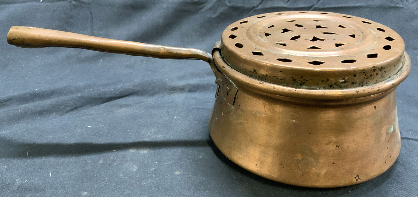 Antique Copper Bedwarmer W Lid Bassinoire (1 of 7)
