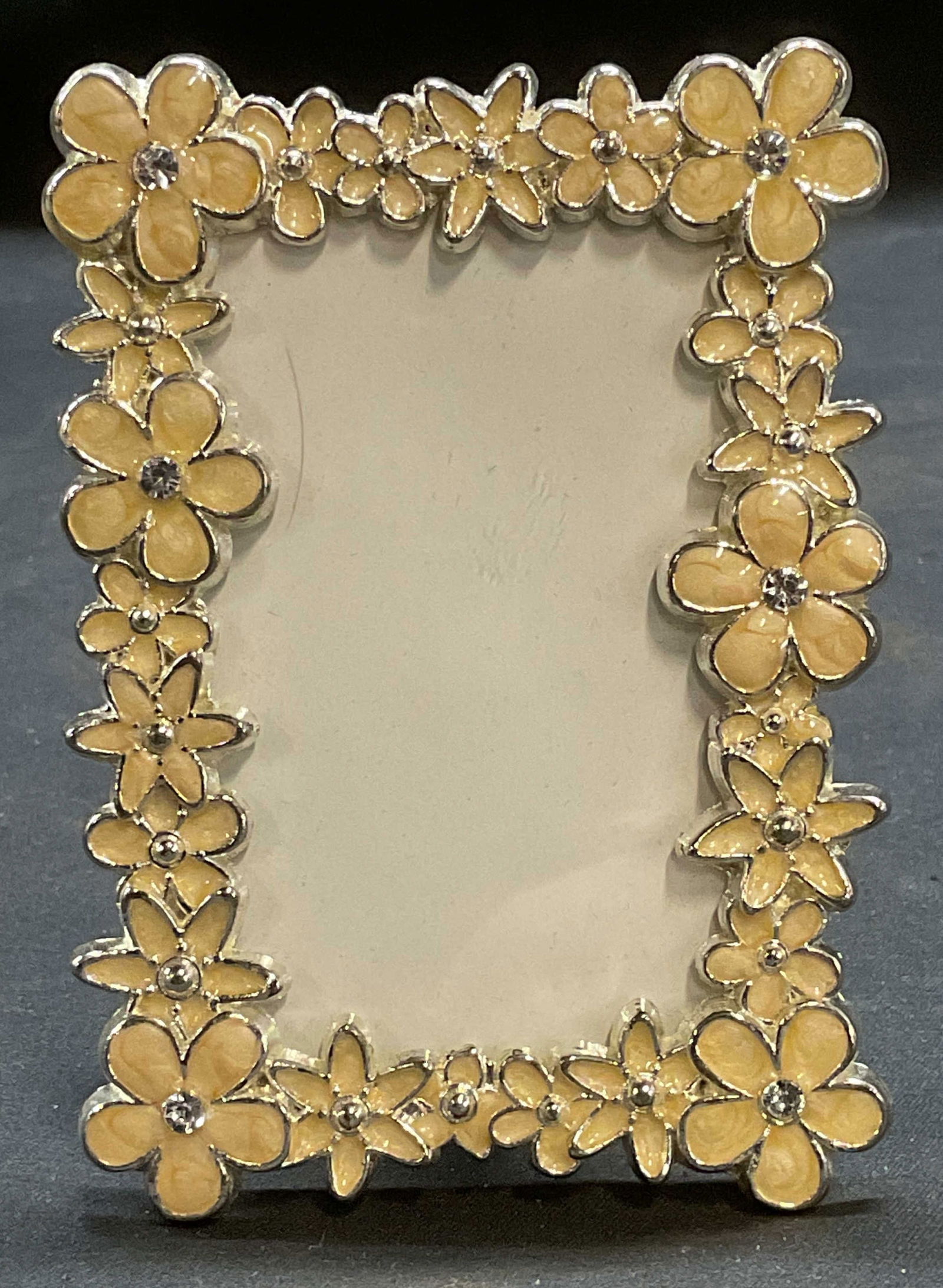 Cream Enamel Crystal Flower Picture Frame (1 of 6)
