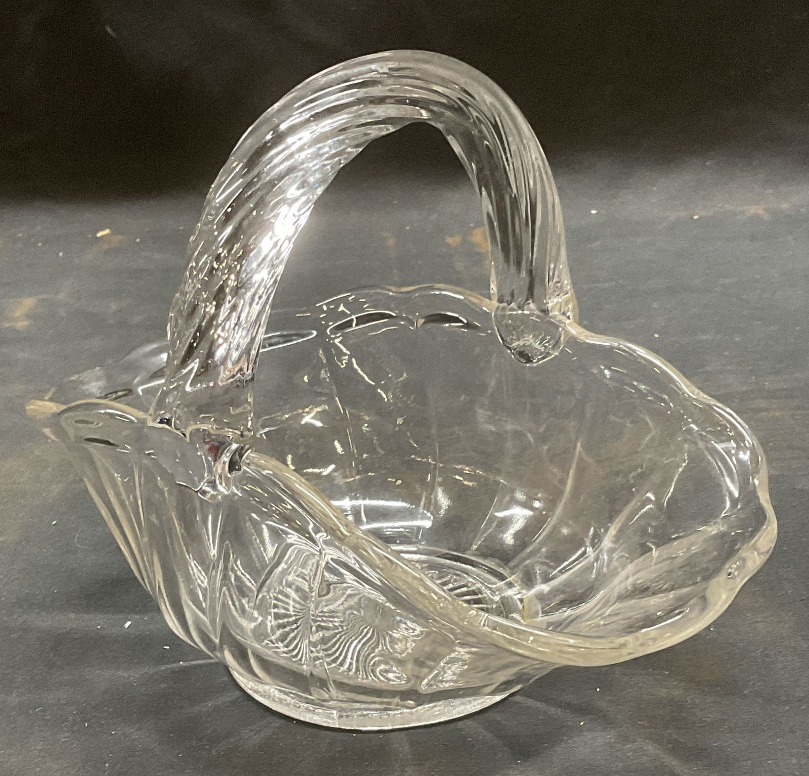 Clear Pressed Glass Scalloped Basket (1 of 6)