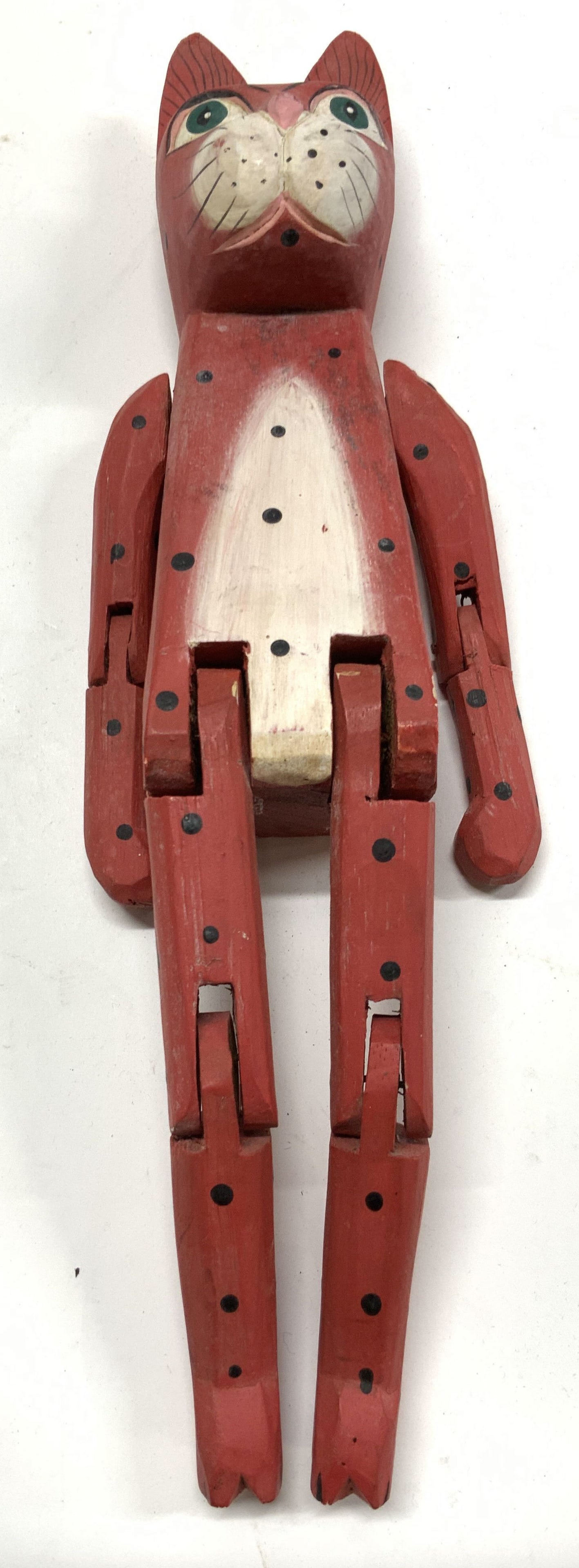 Vntg Hand Painted Articulated Cat Puppet Figural (1 of 7)