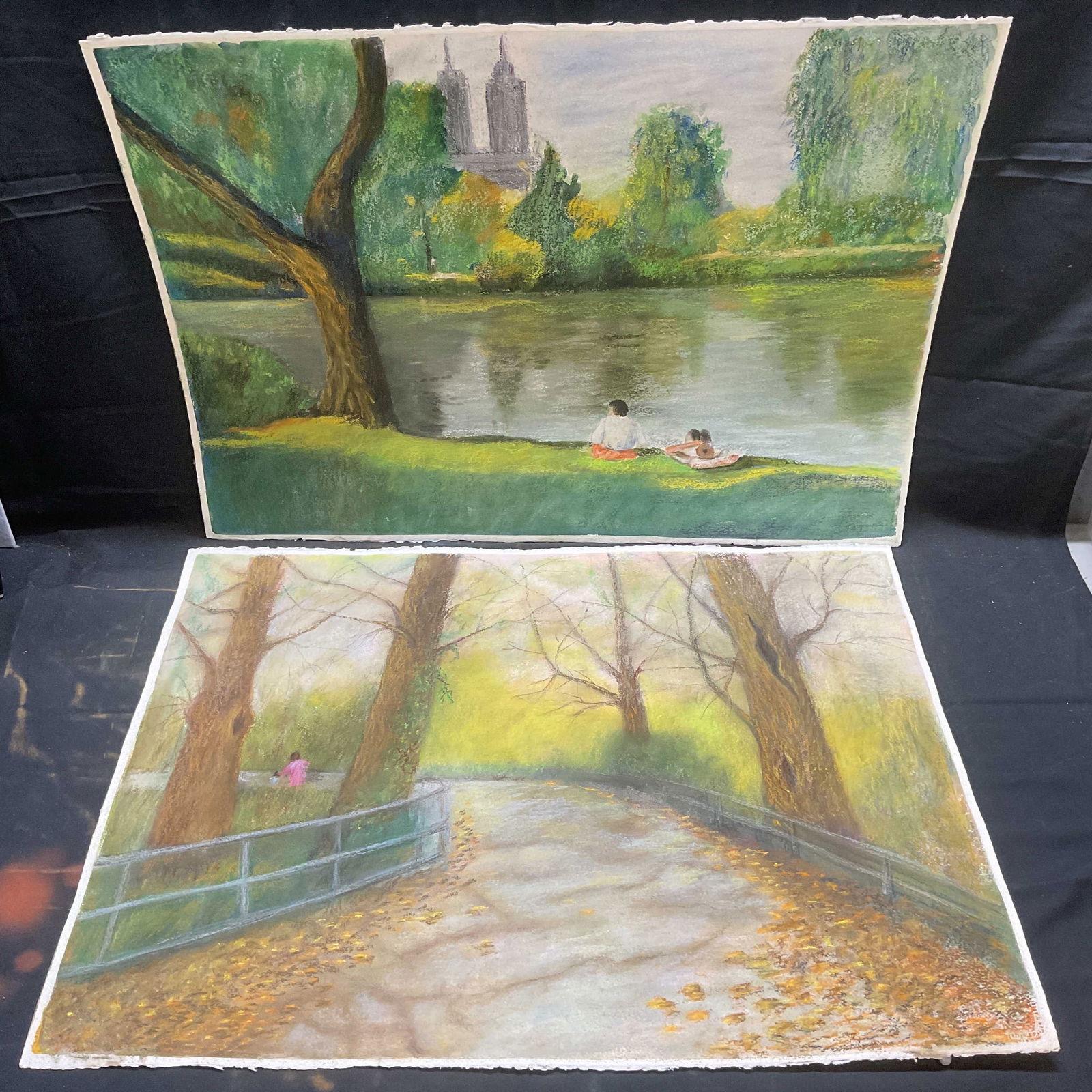 Lot 2 New York Park Scene Watercolor Pastels (1 of 7)