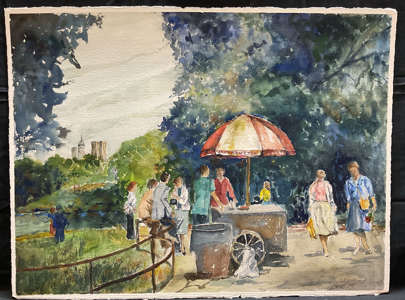 Signed Doris Borst Central Park Watercolor (1 of 6)