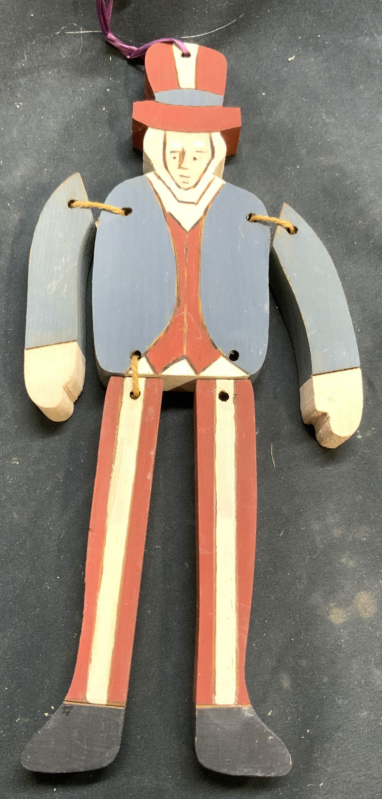 Vtg Uncle Sam Hand Painted Wood Articulated Figure (1 of 6)