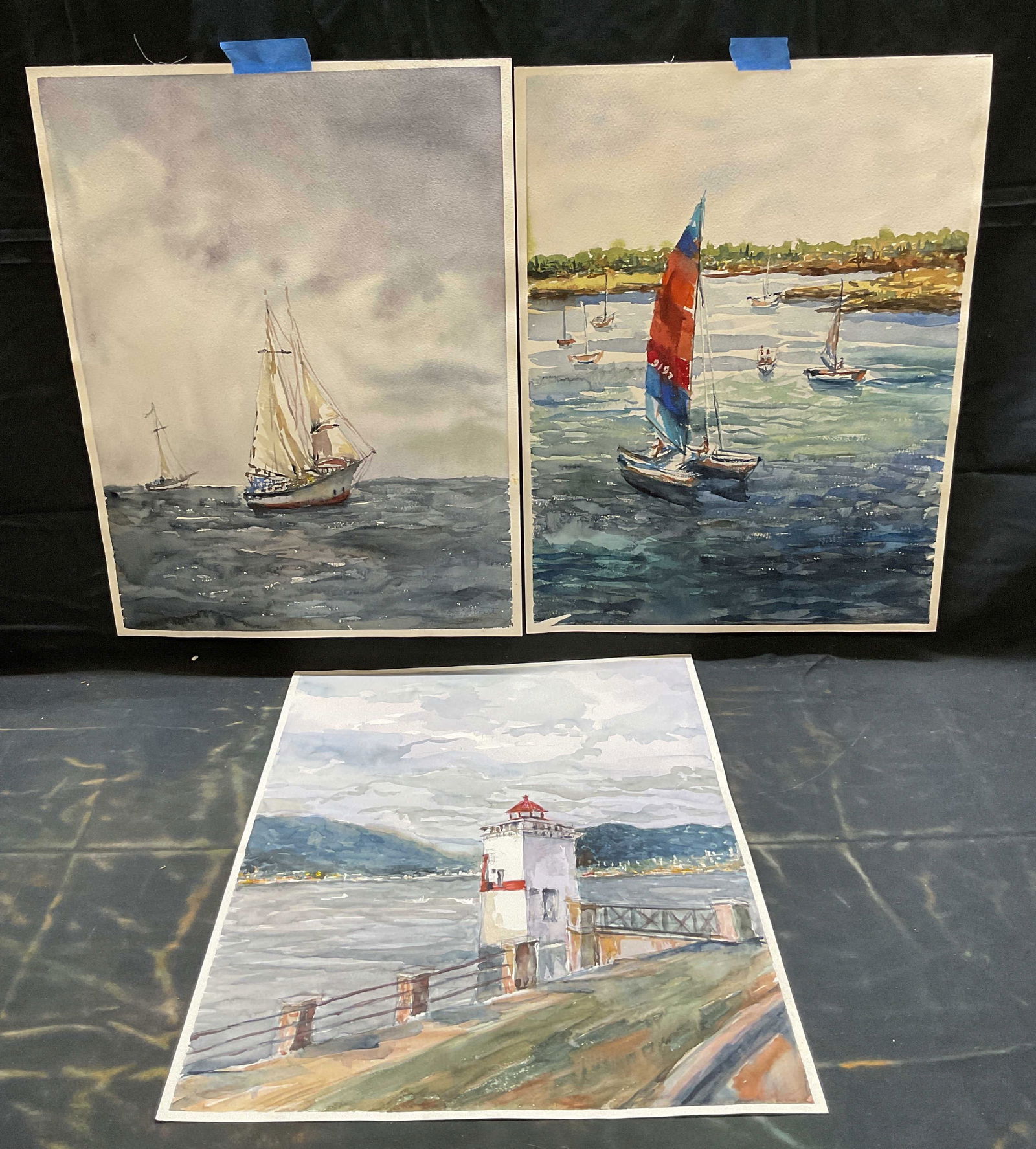 Lot 3 Doris Borst Nautical Watercolor Paintings (1 of 8)