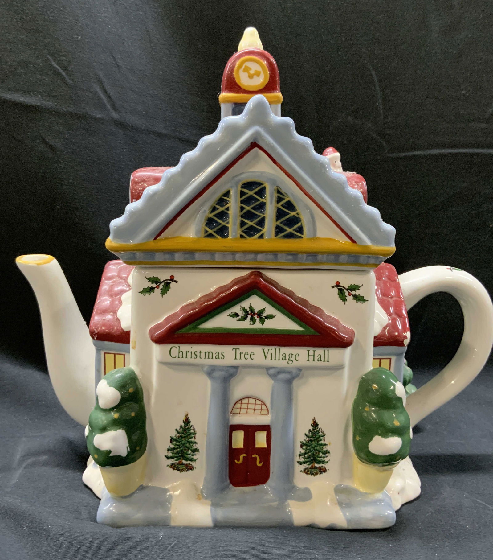 SPODE Christmas Tree Village Hall Porcelain Teapot 2002 (1 of 10)