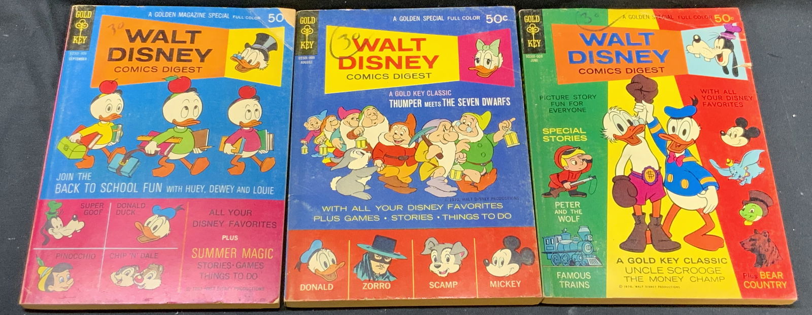Lot 3 1969-1970 Walt Disney Comics Digest Books (1 of 9)