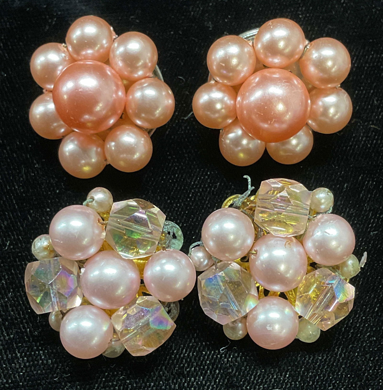 Lot 2 Vintage Pink Faux Pearl Earrings (1 of 6)