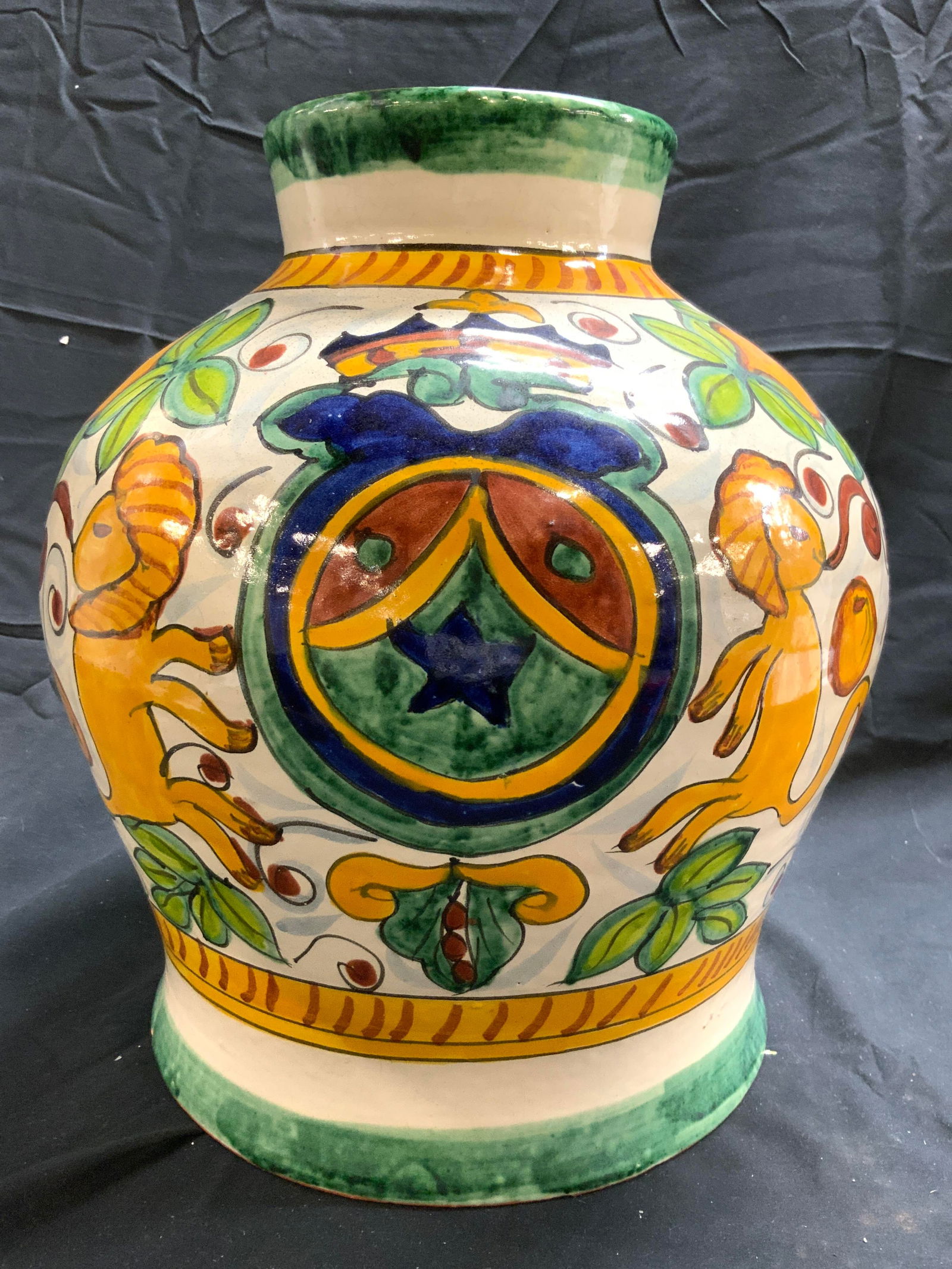 Antq H Painted Ceramic Italian Majolica Vase (1 of 8)
