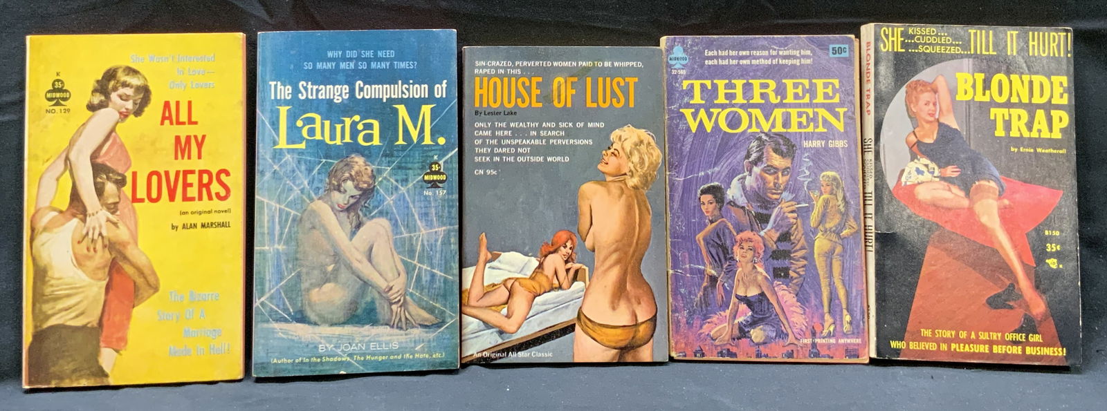 Lot 5 Vntg Pulp Fiction Erotica Books 1950-1960s (1 of 12)