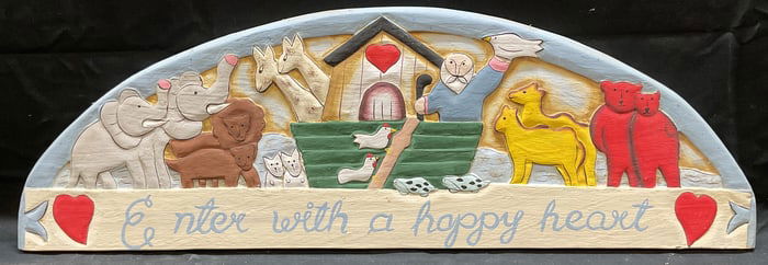 Carved Wood Noahs Ark Wall Plaque