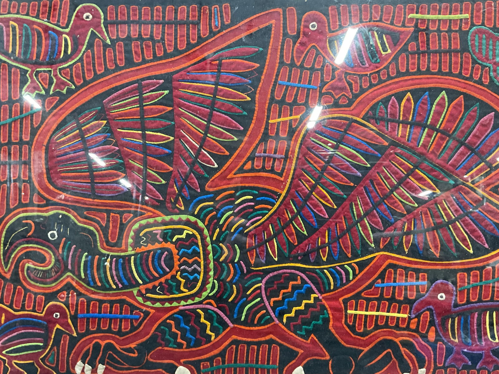 Framed Kuna Mola Bird Applique Textile Art (1 of 6)