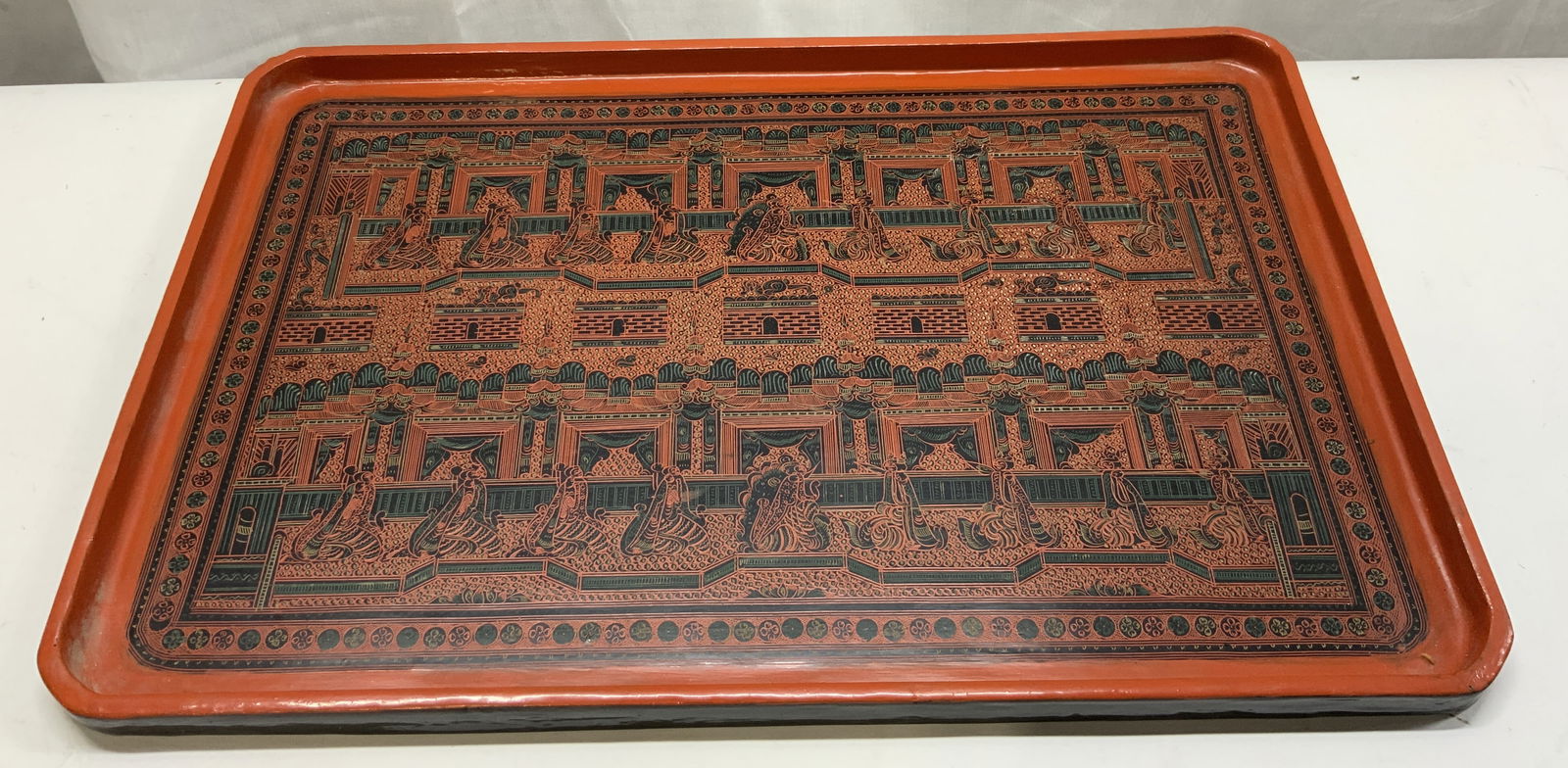 Antique Burmese Lacquerware Wood Tray (1 of 7)