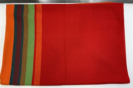 Rectangular Red w Stripes Tablecloth